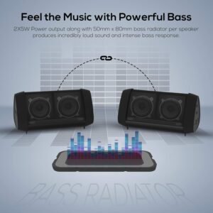 TAGG Sonic Angle 1 – 10W Portable Bluetooth Speaker with Bass Radiator, 8 Hours Playtime, IPX5 Water Resistance - Image 4