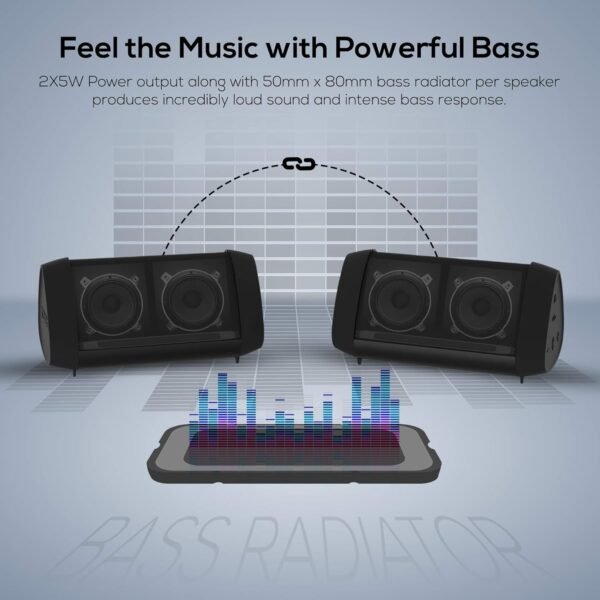 TAGG Sonic Angle 1 – 10W Portable Bluetooth Speaker with Bass Radiator, 8 Hours Playtime, IPX5 Water Resistance - Image 4