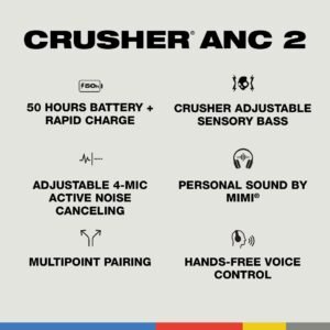 Skullcandy Crusher ANC 2 Over-Ear Noise Canceling Wireless Headphones - Image 5