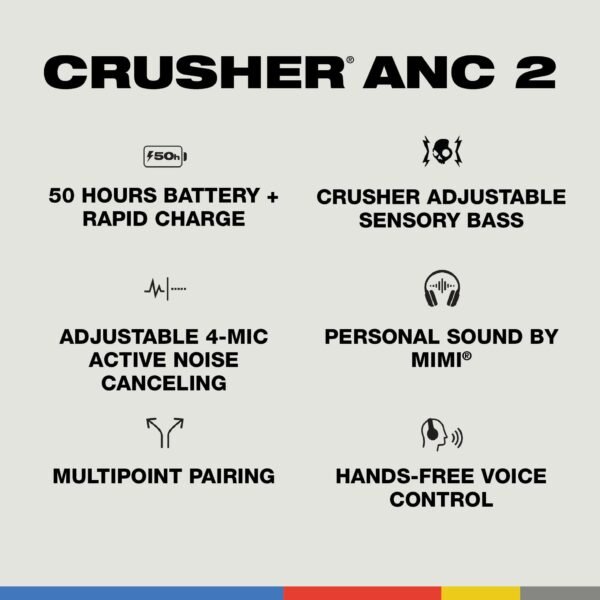 Skullcandy Crusher ANC 2 Over-Ear Noise Canceling Wireless Headphones - Image 5